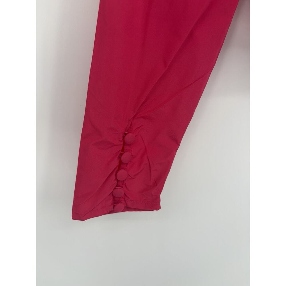 MANGO Hot Pink Ruched Crop Top Small NWT Fitted Y2K Chic Puff Sleeve Barbiecore - Picture 12 of 16